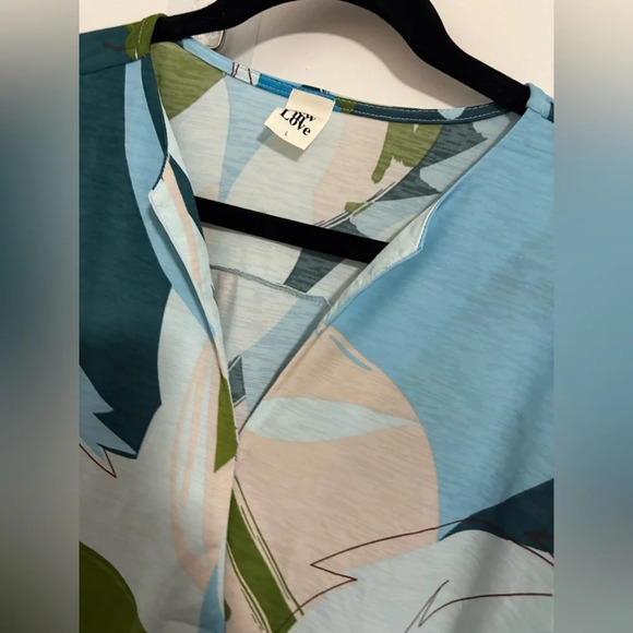 Sew In Love Women's Tropical Print Top - Blue and Green - Picture 3 of 5